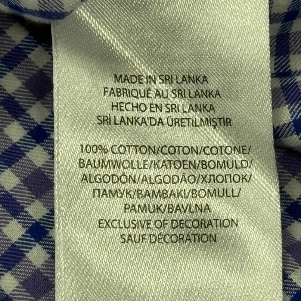 Polo Ralph Lauren Mens Gingham Button Down Shirt Long Sleeve Purple Large Cotton